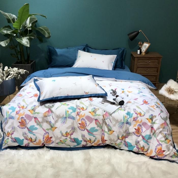 91家纺网 家纺一手货源 找家纺 太古汇 2020新款60支数码印花四件套 布伦达-白