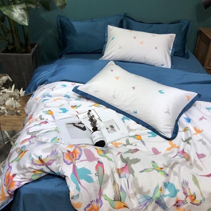 91家纺网 家纺一手货源 找家纺 太古汇 2020新款60支数码印花四件套 布伦达-白