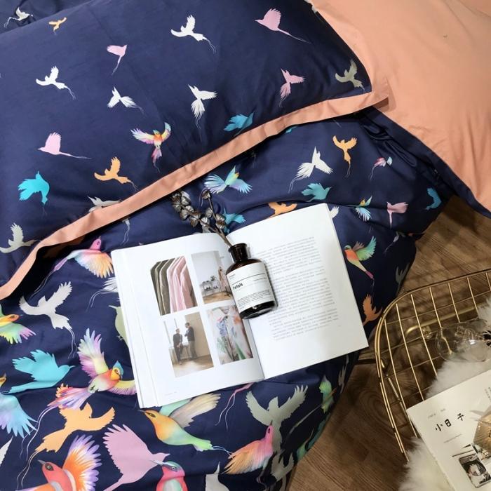 91家纺网 家纺一手货源 找家纺 太古汇 2020新款60支数码印花四件套 布伦达-蓝