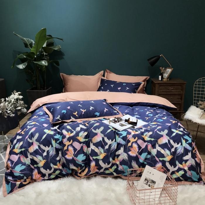 91家纺网 家纺一手货源 找家纺 太古汇 2020新款60支数码印花四件套 布伦达-蓝