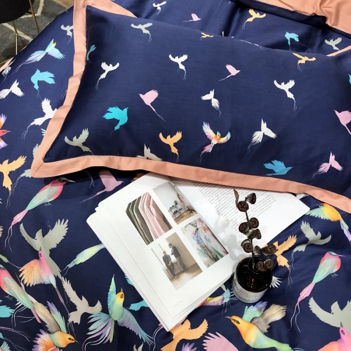 91家纺网 家纺一手货源 找家纺 太古汇 2020新款60支数码印花四件套 布伦达-蓝