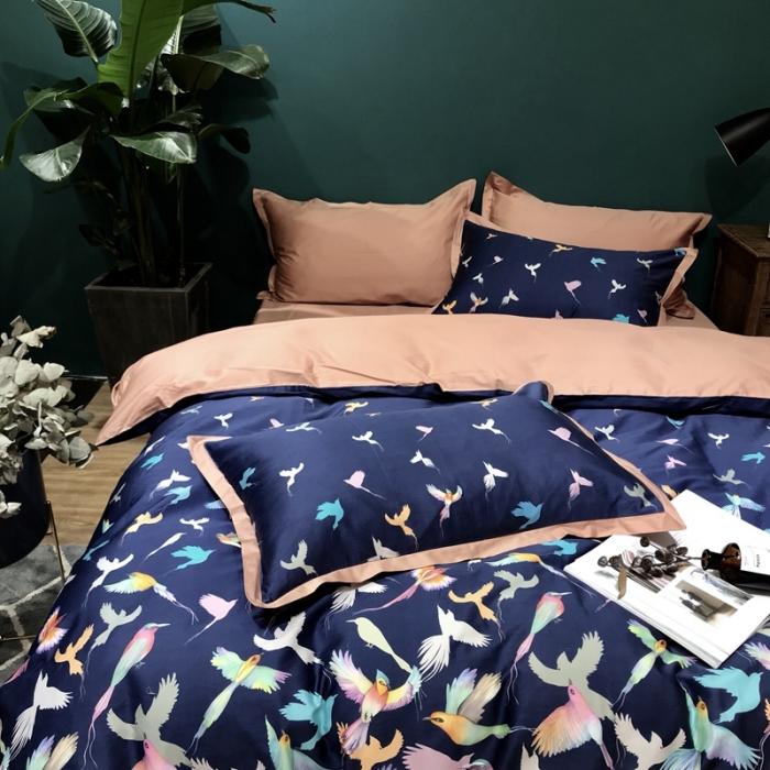 91家纺网 家纺一手货源 找家纺 太古汇 2020新款60支数码印花四件套 布伦达-蓝