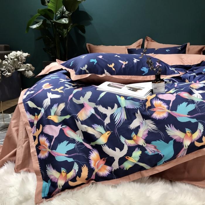 91家纺网 家纺一手货源 找家纺 太古汇 2020新款60支数码印花四件套 布伦达-蓝