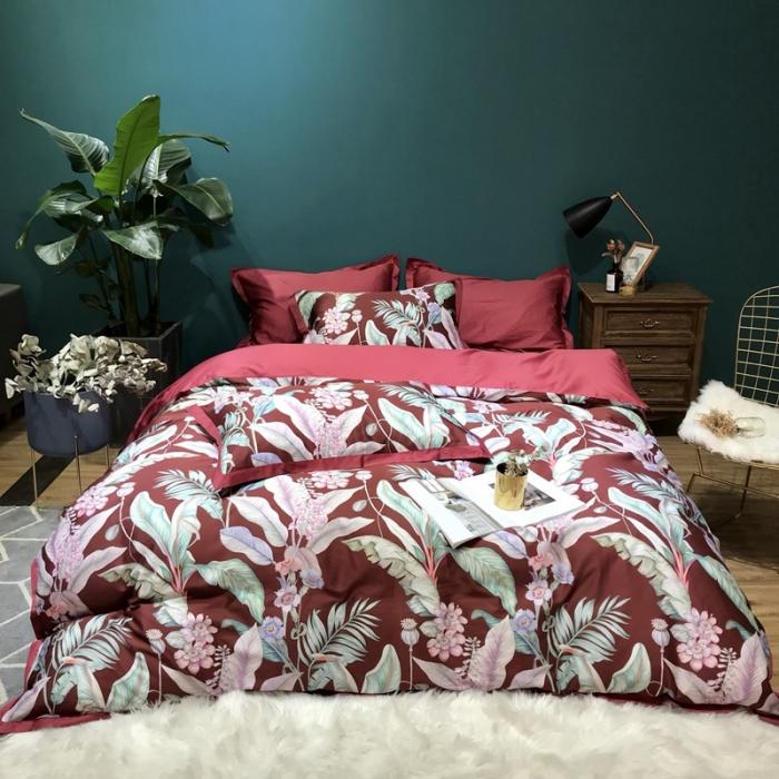 91家纺网 家纺一手货源 找家纺 太古汇 2020新款60支数码印花四件套 林恩-红