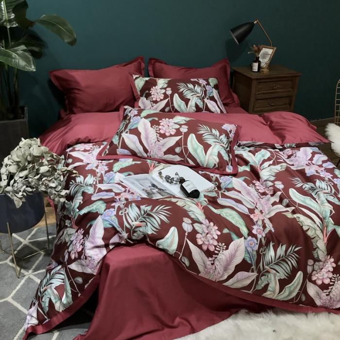 91家纺网 家纺一手货源 找家纺 太古汇 2020新款60支数码印花四件套 林恩-红