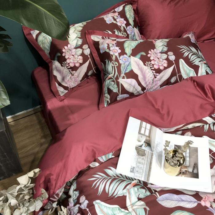 91家纺网 家纺一手货源 找家纺 太古汇 2020新款60支数码印花四件套 林恩-红