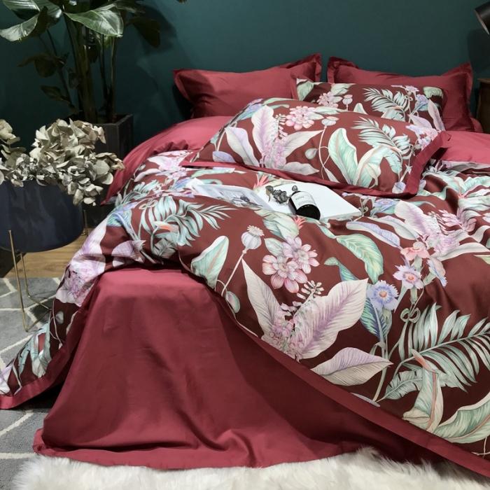 91家纺网 家纺一手货源 找家纺 太古汇 2020新款60支数码印花四件套 林恩-红