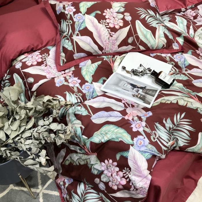 91家纺网 家纺一手货源 找家纺 太古汇 2020新款60支数码印花四件套 林恩-红