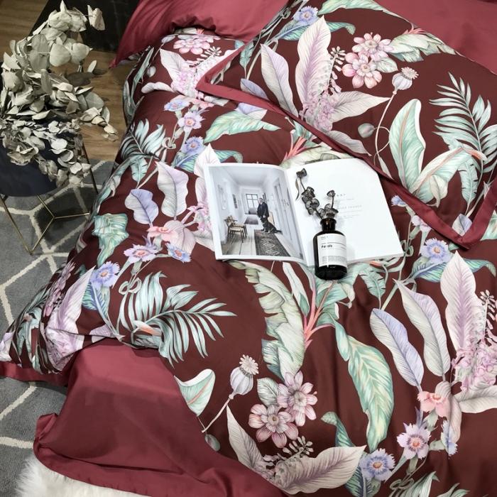 91家纺网 家纺一手货源 找家纺 太古汇 2020新款60支数码印花四件套 林恩-红