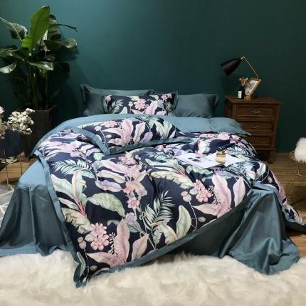 91家纺网 家纺一手货源 找家纺 太古汇 2020新款60支数码印花四件套 林恩-蓝