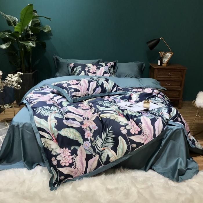 91家纺网 家纺一手货源 找家纺 太古汇 2020新款60支数码印花四件套 林恩-蓝