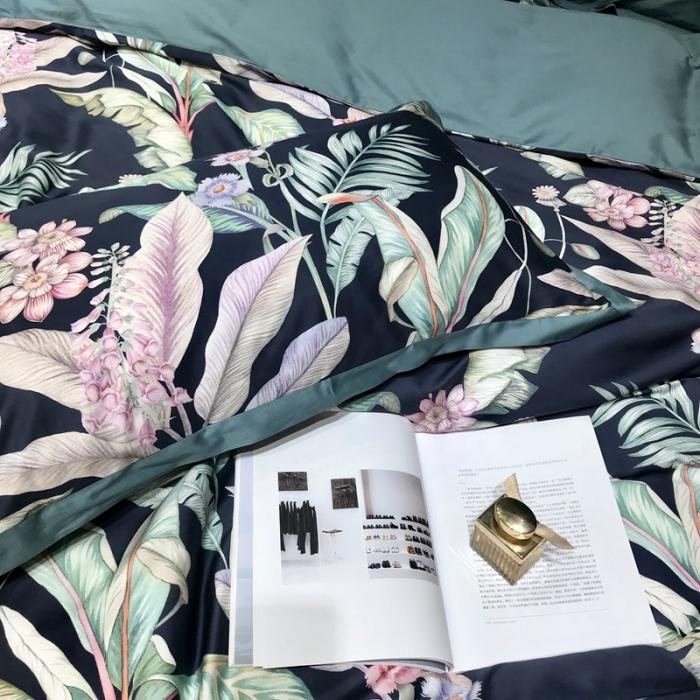 91家纺网 家纺一手货源 找家纺 太古汇 2020新款60支数码印花四件套 林恩-蓝