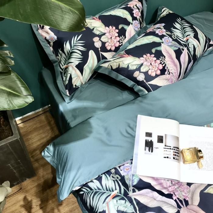 91家纺网 家纺一手货源 找家纺 太古汇 2020新款60支数码印花四件套 林恩-蓝