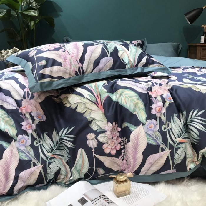 91家纺网 家纺一手货源 找家纺 太古汇 2020新款60支数码印花四件套 林恩-蓝