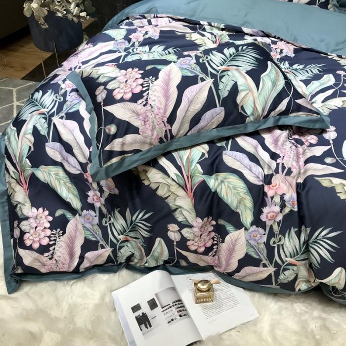 91家纺网 家纺一手货源 找家纺 太古汇 2020新款60支数码印花四件套 林恩-蓝