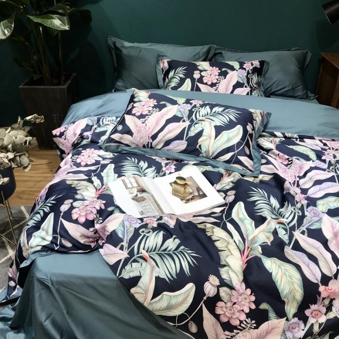 91家纺网 家纺一手货源 找家纺 太古汇 2020新款60支数码印花四件套 林恩-蓝