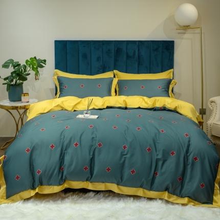 91家纺网 家纺一手货源 找家纺 太古汇 2020新款60支数码印花四件套 查尔斯蓝