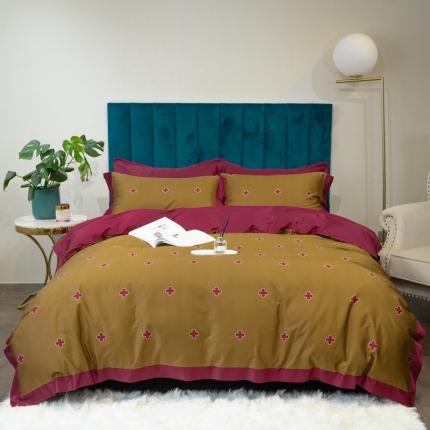 91家纺网 家纺一手货源 找家纺 太古汇 2020新款60支数码印花四件套 查尔斯棕