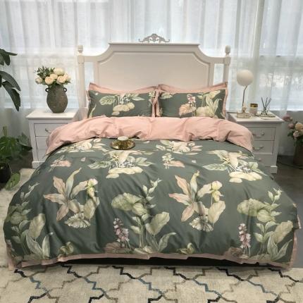 91家纺网 家纺一手货源 找家纺 太古汇 2020新款60支数码印花四件套 克丽丝-绿