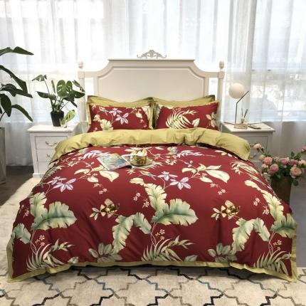 91家纺网 家纺一手货源 找家纺 太古汇 2020新款60支数码印花四件套 娜塔莎-红