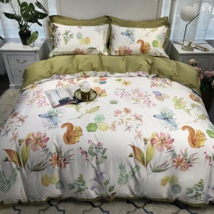 太古汇 2020新款60支数码印花四件套 伊微莎-白