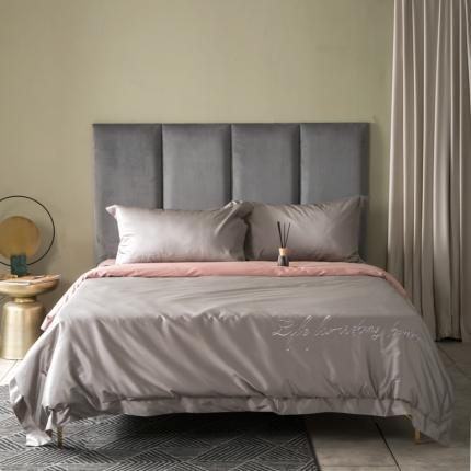 91家纺网 家纺一手货源 找家纺 （总）太古汇 2020新款纯色双拼绣花四件套