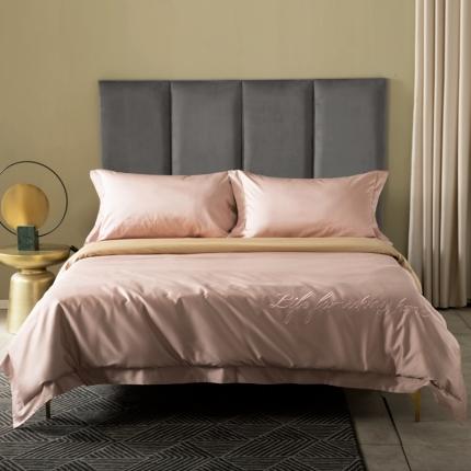 91家纺网 家纺一手货源 找家纺 太古汇 2020新款纯色双拼绣花四件套 萝莉粉