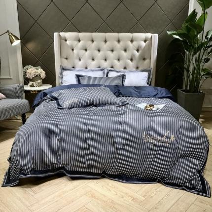 91家纺网 家纺一手货源 找家纺 太古汇 2020新款60支色织小提花四件套 小提花蓝