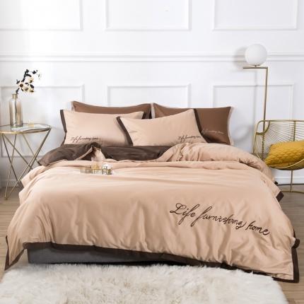 91家纺网 家纺一手货源 找家纺 （总）太古汇 2020新款60支贡缎长绒棉双拼四件套棚拍图