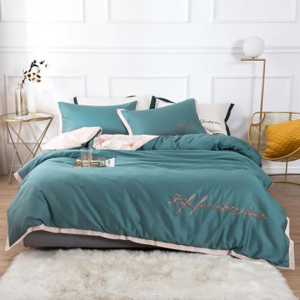 91家纺网 家纺一手货源 找家纺 （总）太古汇 2020新款60支贡缎长绒棉双拼四件套棚拍图