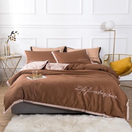 91家纺网 家纺一手货源 找家纺 （总）太古汇 2020新款60支贡缎长绒棉双拼四件套棚拍图