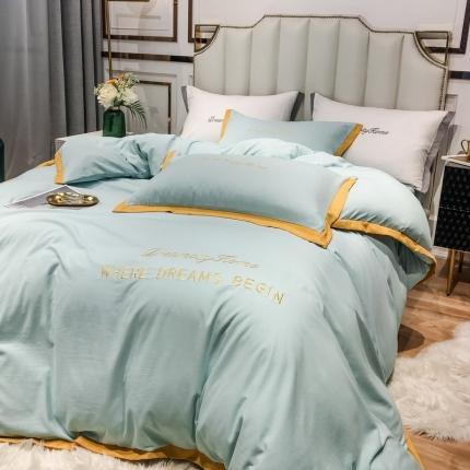 91家纺网 家纺一手货源 找家纺 （总）索飞特 2021春夏新款高密度水洗棉宽边刺绣四件套