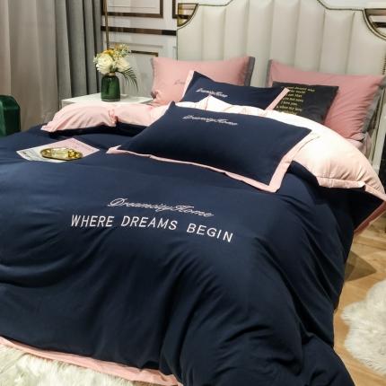 91家纺网 家纺一手货源 找家纺 （总）索飞特 2021春夏新款高密度水洗棉宽边刺绣四件套