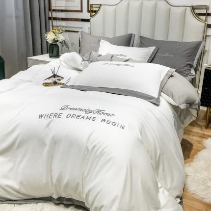 91家纺网 家纺一手货源 找家纺 （总）索飞特 2021春夏新款高密度水洗棉宽边刺绣四件套