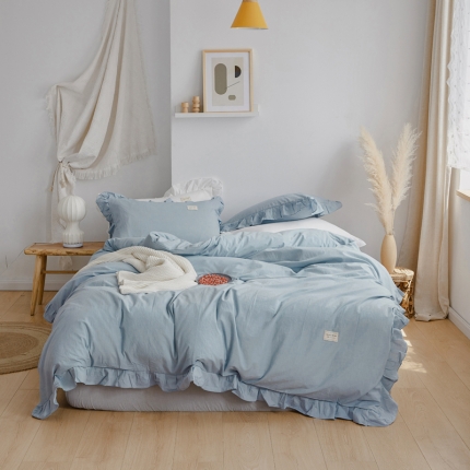 91家纺网 家纺一手货源 找家纺 云上家纺 全棉色织水洗棉荷叶边款 洛丽塔系列