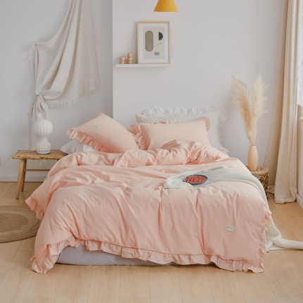 91家纺网 家纺一手货源 找家纺 云上家纺 全棉色织水洗棉荷叶边款 洛丽塔系列