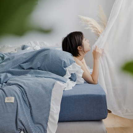 91家纺网 家纺一手货源 找家纺 云上家纺 全棉色织水洗棉荷叶边款 洛丽塔系列