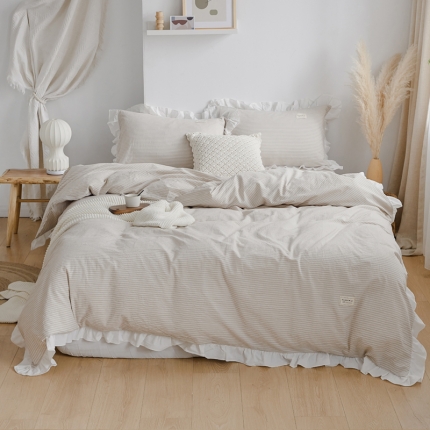 91家纺网 家纺一手货源 找家纺 云上家纺 全棉色织水洗棉荷叶边款 洛丽塔系列