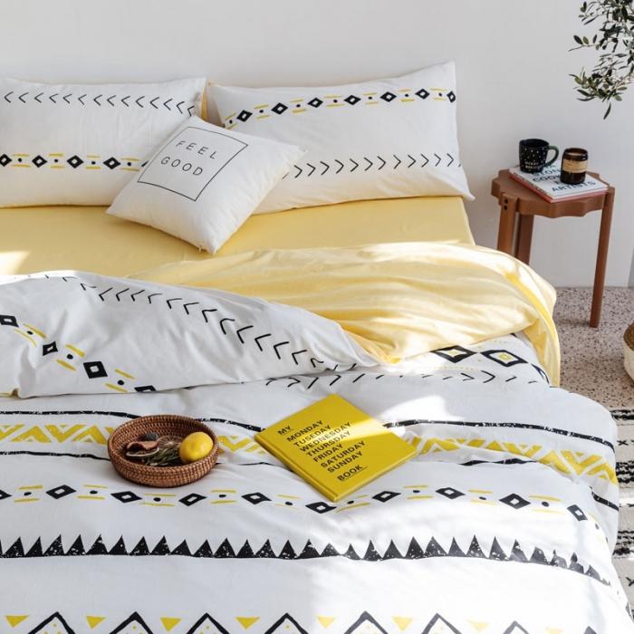 91家纺网 家纺一手货源 找家纺 艾沁 2020新款波西米亚风纯棉四件套 巴洛克-黄