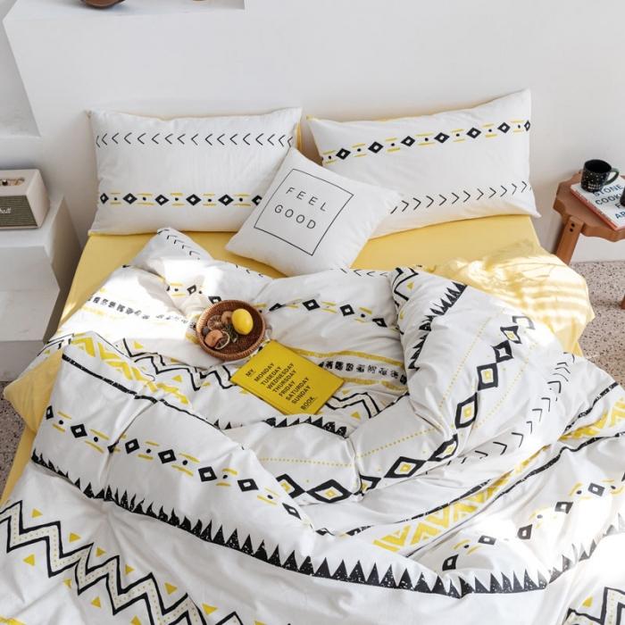 91家纺网 家纺一手货源 找家纺 艾沁 2020新款波西米亚风纯棉四件套 巴洛克-黄