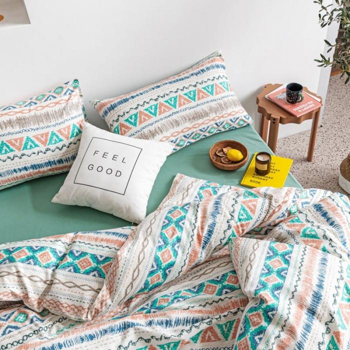 91家纺网 家纺一手货源 找家纺 艾沁 2020新款波西米亚风纯棉四件套 扶苏