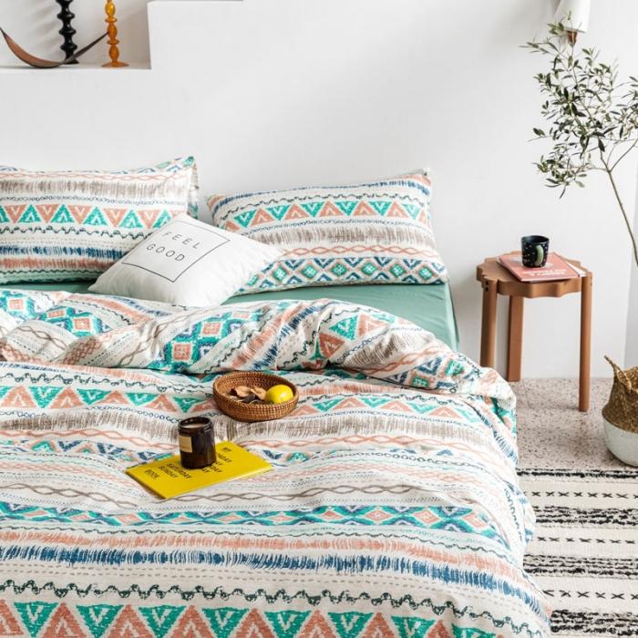 91家纺网 家纺一手货源 找家纺 艾沁 2020新款波西米亚风纯棉四件套 扶苏