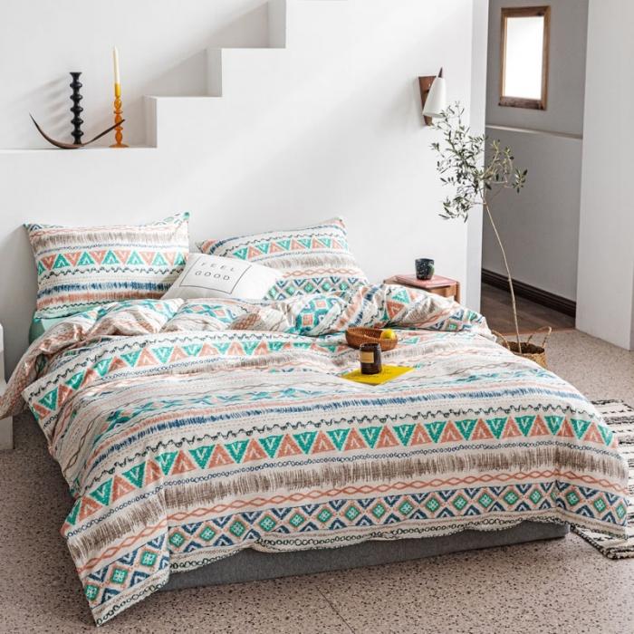 91家纺网 家纺一手货源 找家纺 艾沁 2020新款波西米亚风纯棉四件套 扶苏