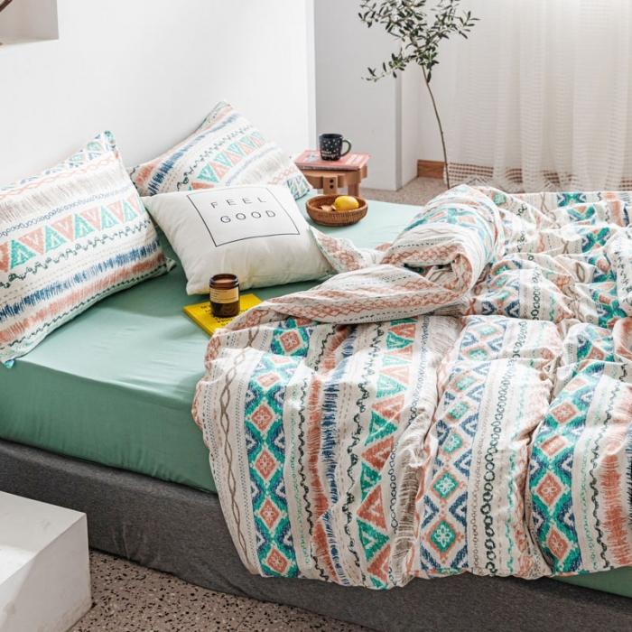 91家纺网 家纺一手货源 找家纺 艾沁 2020新款波西米亚风纯棉四件套 扶苏