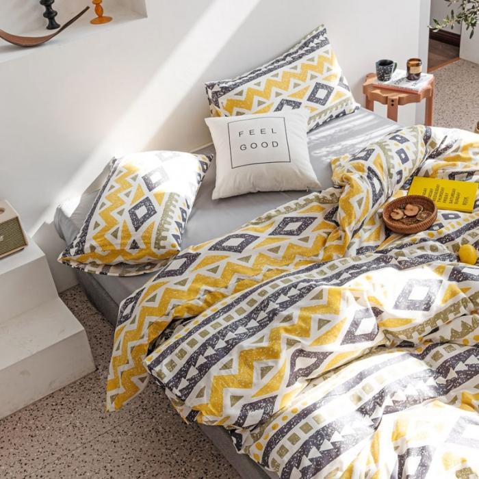 91家纺网 家纺一手货源 找家纺 艾沁 2020新款波西米亚风纯棉四件套 回纹