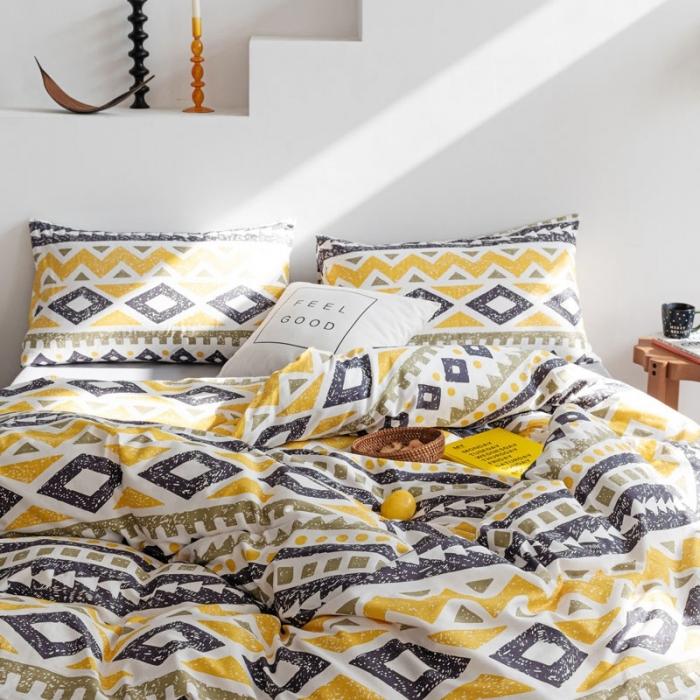 91家纺网 家纺一手货源 找家纺 艾沁 2020新款波西米亚风纯棉四件套 回纹