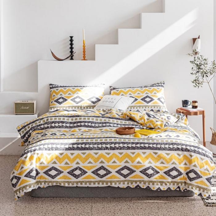 91家纺网 家纺一手货源 找家纺 艾沁 2020新款波西米亚风纯棉四件套 回纹