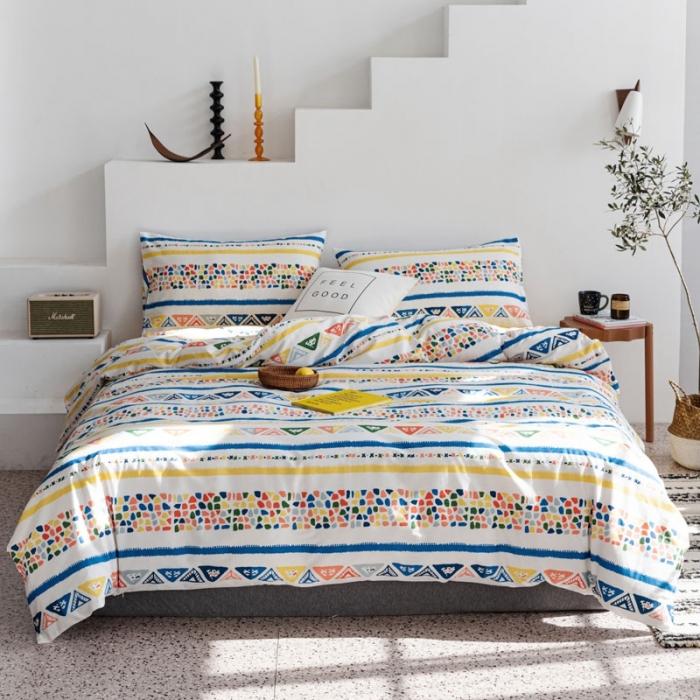 91家纺网 家纺一手货源 找家纺 艾沁 2020新款波西米亚风纯棉四件套 浅意