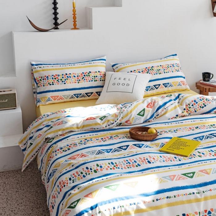 91家纺网 家纺一手货源 找家纺 艾沁 2020新款波西米亚风纯棉四件套 浅意