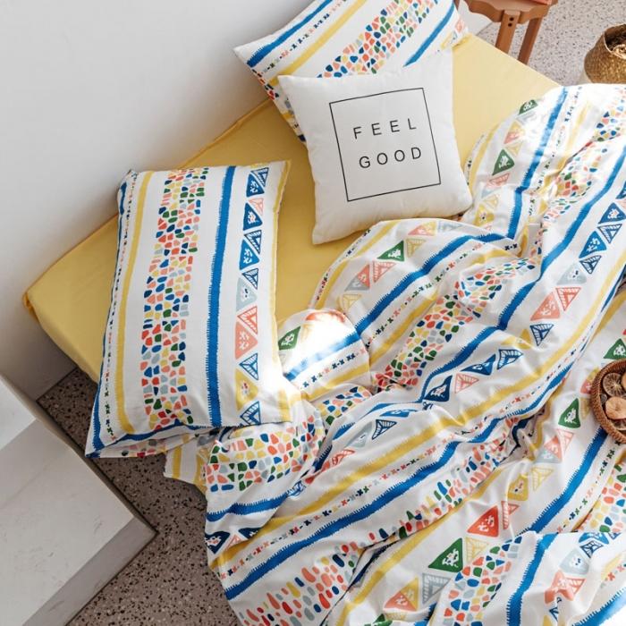 91家纺网 家纺一手货源 找家纺 艾沁 2020新款波西米亚风纯棉四件套 浅意